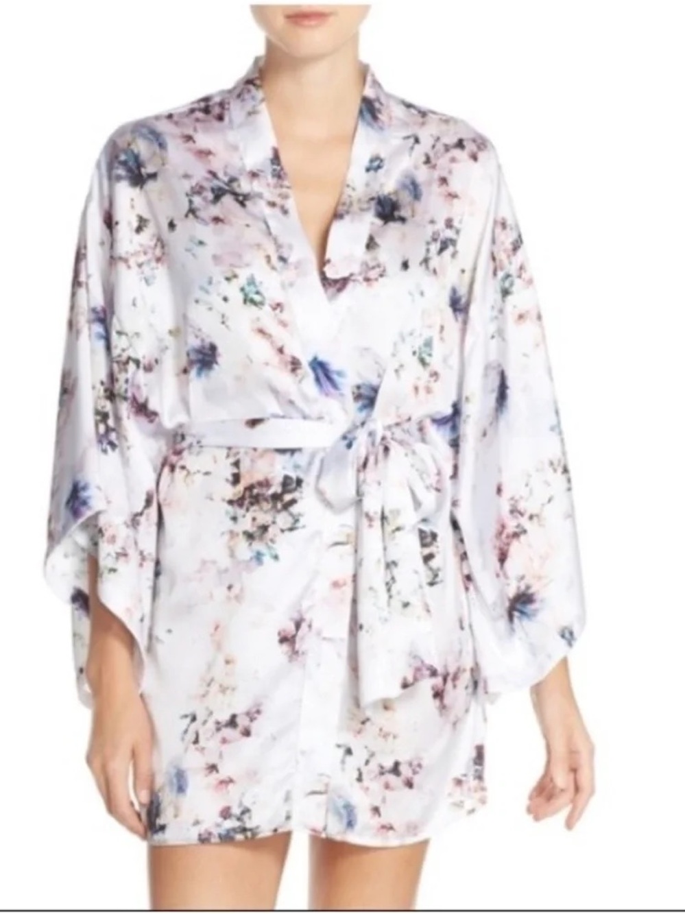 ShowMeYourMumu Light Floral Kimono Jacket - Pale Pink/Gray